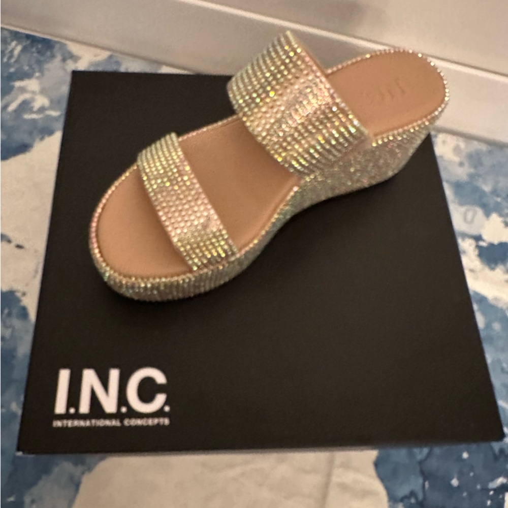 INC Rhinestone Bling Platform shoes- size 9